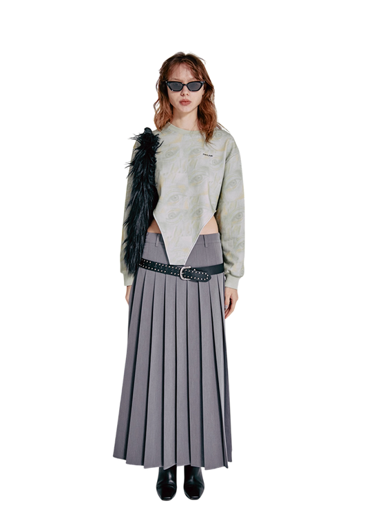 Pleated Long Skirt GRAY