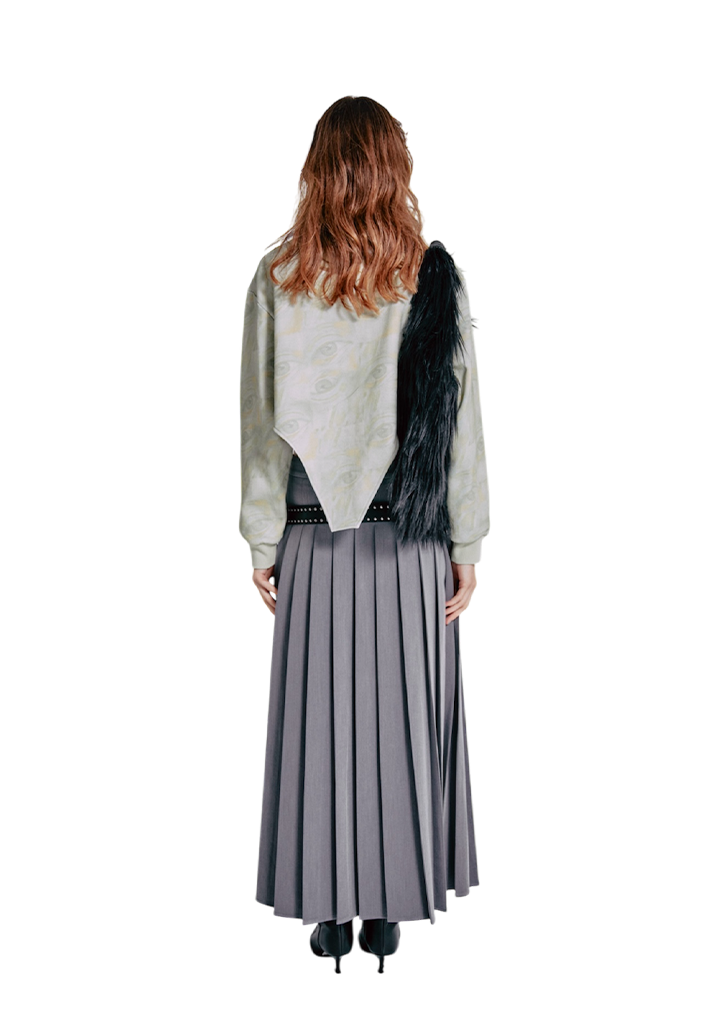 Pleated Long Skirt GRAY