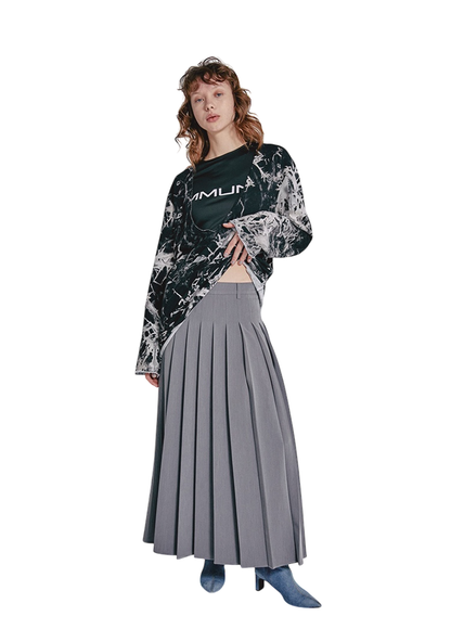 Pleated Long Skirt GRAY