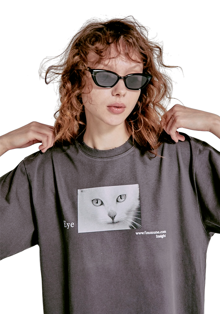 Pussy Cat Tee CHARCOAL